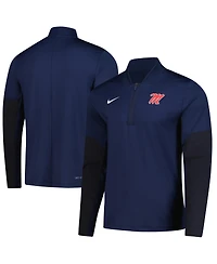 Nike Men's Navy Ole Miss Rebels Dri-fit Half-Zip Pullover Hoodie