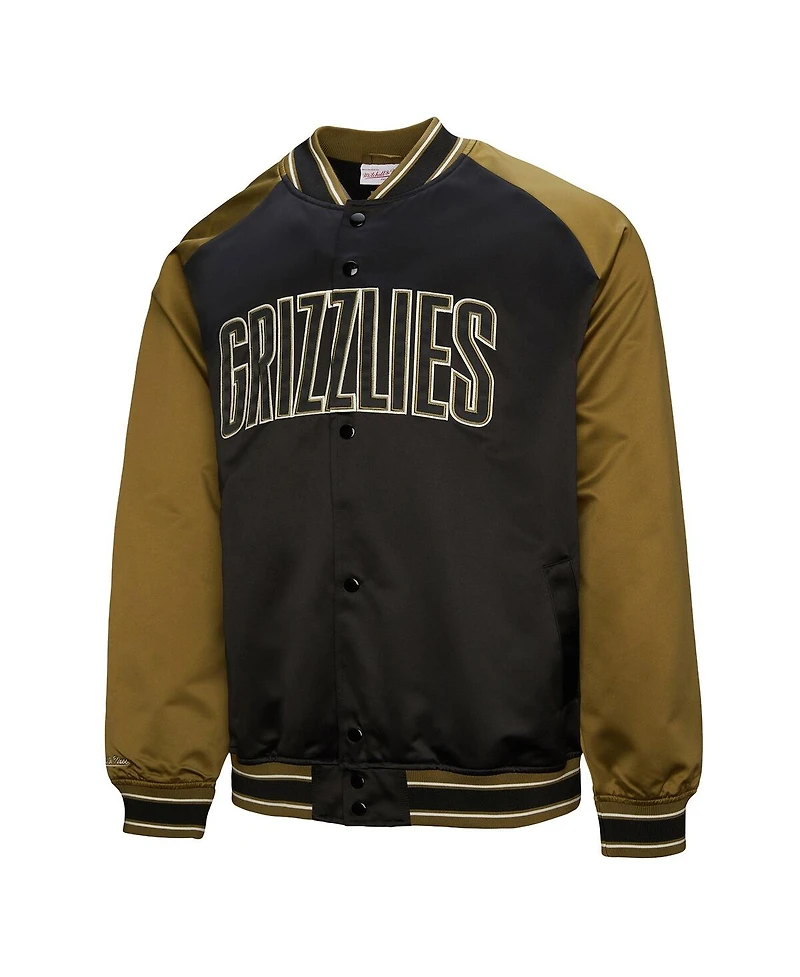Mitchell & Ness Men's Olive/Black Memphis Grizzlies Clutch Satin Raglan Full-Snap Jacket