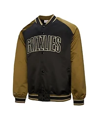 Mitchell & Ness Men's Olive/Black Memphis Grizzlies Clutch Satin Raglan Full-Snap Jacket