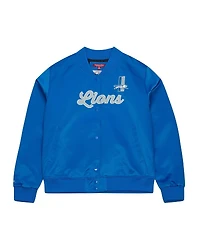 Mitchell & Ness Women's Blue Detroit Lions Full-Snap Satin Jacket