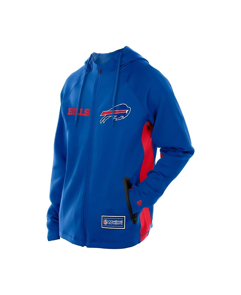 New Era Men's Royal Buffalo Bills Combine Authentic Raglan Scuba Full-Zip Hoodie