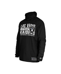 New Era Men's Black Las Vegas Raiders Functional Fandom Balaclava Helmet Stripe Tri-Blend Hoodie