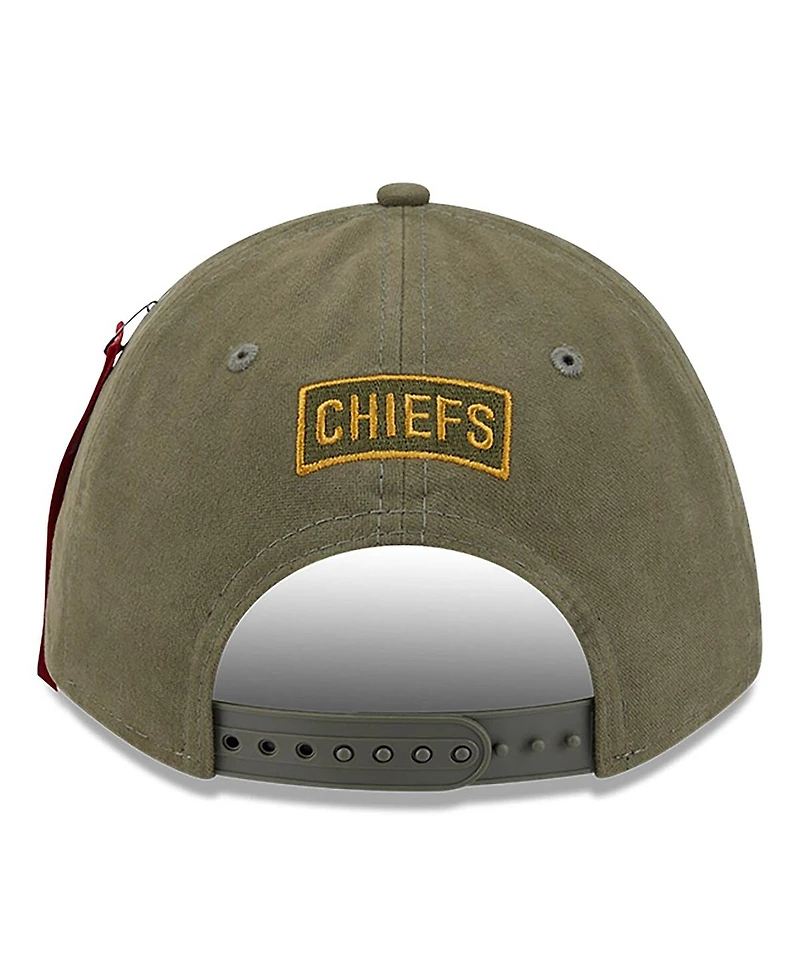 New Era x Alpha Industries Men's Olive Kansas City Chiefs A-Frame 9FORTY Adjustable Hat