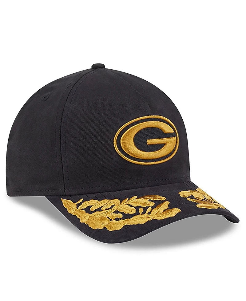 New Era x Alpha Industries Men's Black Green Bay Packers A-Frame 9FORTY Adjustable Hat