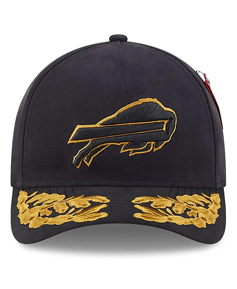 New Era x Alpha Industries Men's Black Buffalo Bills A-Frame 9FORTY Adjustable Hat