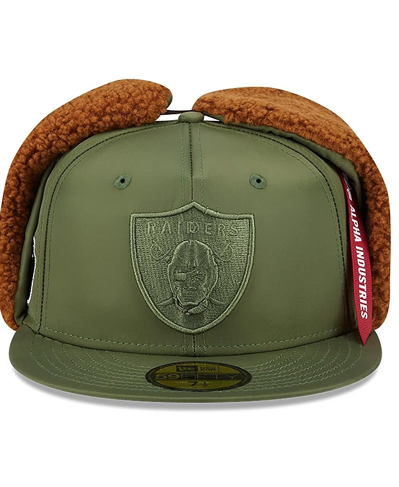 New Era x Alpha Industries Men's Olive Las Vegas Raiders Dog Ears 59FIFTY Fitted Hat