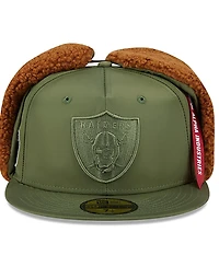 New Era x Alpha Industries Men's Olive Las Vegas Raiders Dog Ears 59FIFTY Fitted Hat