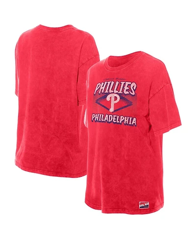 New Era Women's Red Philadelphia Phillies Mineral Wash Oversized T-Shirt