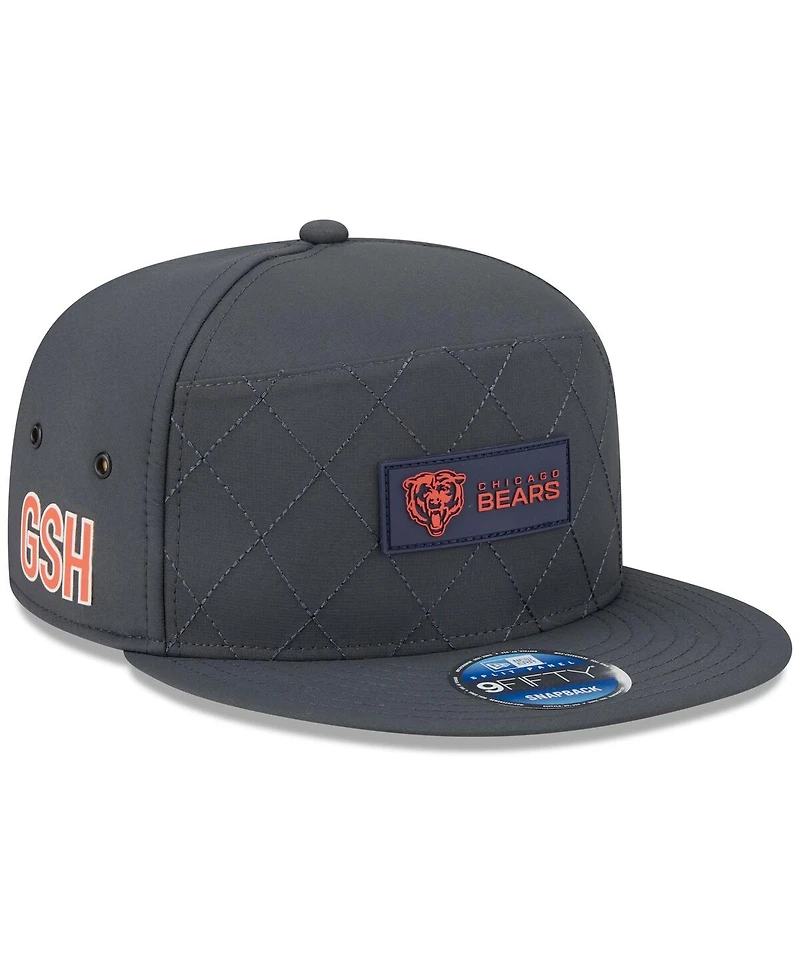 New Era Men's Charcoal Chicago Bears 2025 Sideline Cold Weather Split Panel 9FIFTY Snapback Hat