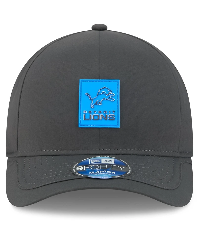 New Era Men's Charcoal Detroit Lions 2025 Sideline Cold Weather 9FORTY M-Crown Adjustable Hat
