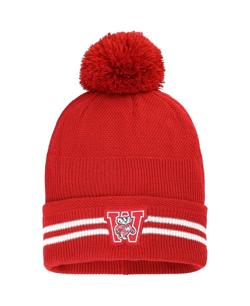 Under Armour Men's Red Wisconsin Badgers Throwback Drive Cuffed Pom with Knit Hat