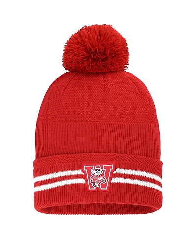Under Armour Men's Red Wisconsin Badgers Throwback Drive Cuffed Pom with Knit Hat