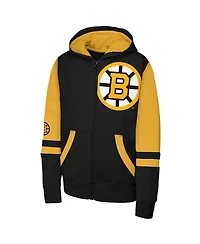 Outerstuff Big Boys and Girls Black Boston Bruins Face Off Full-Zip Hoodie