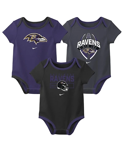 Nike Baby Boys and Girls 3-Piece Baltimore Ravens Bodysuit Set