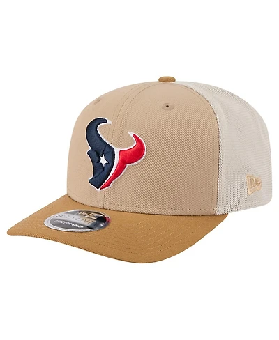 New Era Men's Light Beige Houston Texans Two-Tone Trucker 9SEVENTY Adjustable Hat