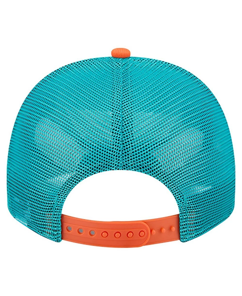 New Era Men's Cream/Aqua Miami Dolphins Banner A-Frame 9FIFTY Trucker Snapback Hat