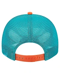 New Era Men's Cream/Aqua Miami Dolphins Banner A-Frame 9FIFTY Trucker Snapback Hat