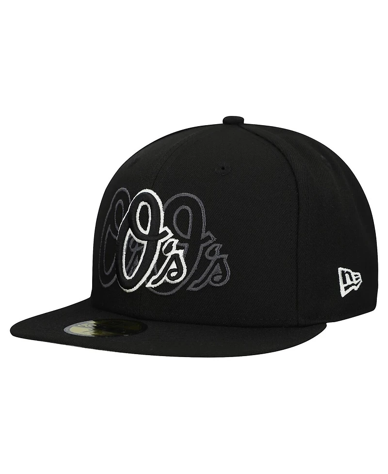 New Era Men's Black Baltimore Orioles Tri-Hit 59FIFTY Fitted Hat