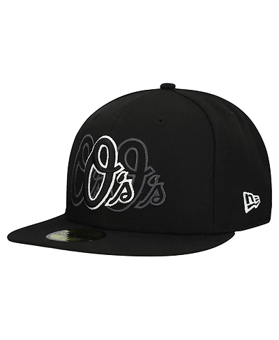 New Era Men's Black Baltimore Orioles Tri-Hit 59FIFTY Fitted Hat