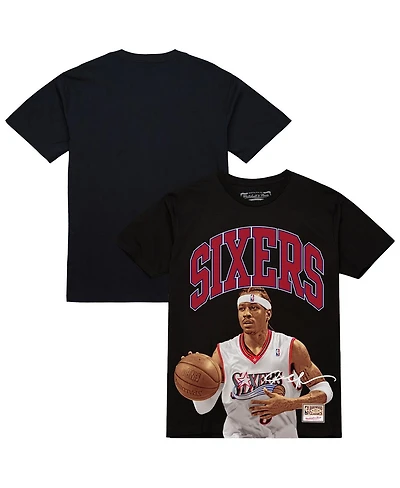 Mitchell & Ness Men's Allen Iverson Black Philadelphia 76ers Hardwood Classics Player Arch T-Shirt