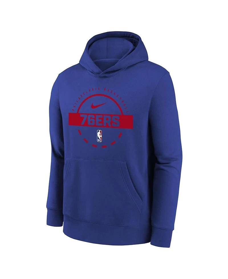 Nike Big Boys and Girls Royal Philadelphia 76ers 2025/26 Club Fleece Practice Hoodie