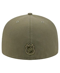 New Era Men's Olive Boston Bruins Military Appreciation Flag 59FIFTY Fitted Hat