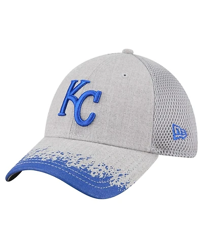 New Era Men's Gray Kansas City Royals Visor Paint Splatter 39THIRTY Flex Hat