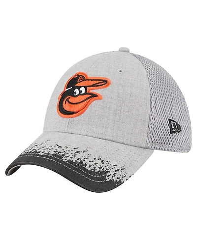 New Era Men's Gray Baltimore Orioles Visor Paint Splatter 39THIRTY Flex Hat
