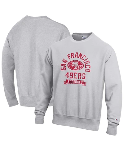 Champion Men's Heather Gray San Francisco 49ers Reverse Weave Fleece Pullover Sweatshirt