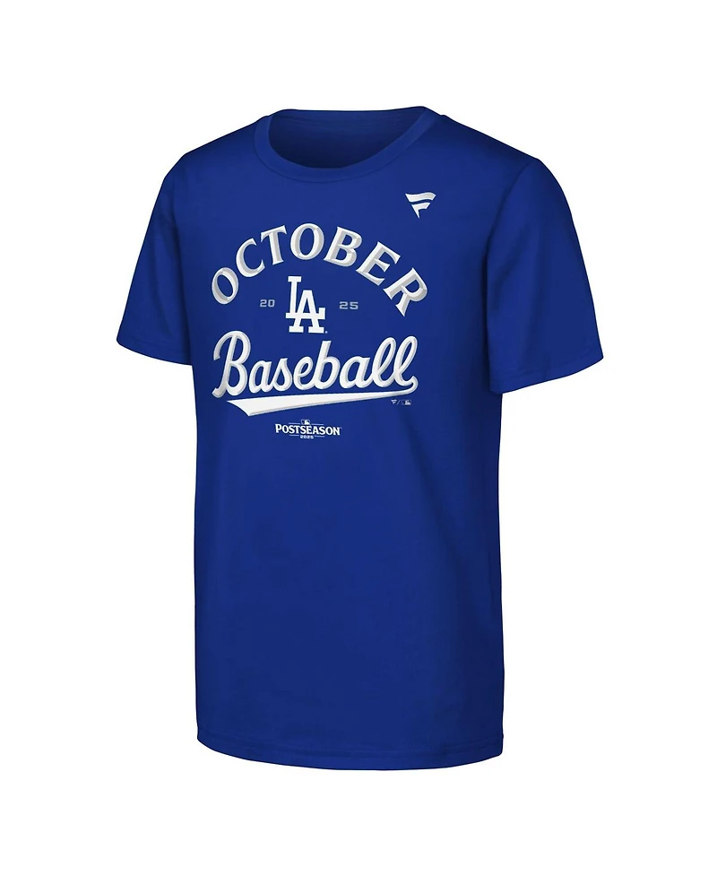 Fanatics Big Boys and Girls Royal Los Angeles Dodgers 2025 Mlb Postseason Locker Room T-Shirt