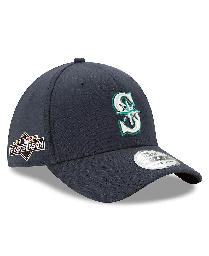New Era Men's Navy Seattle Mariners 2025 Mlb Postseason Side Patch 39THIRTY Flex Hat
