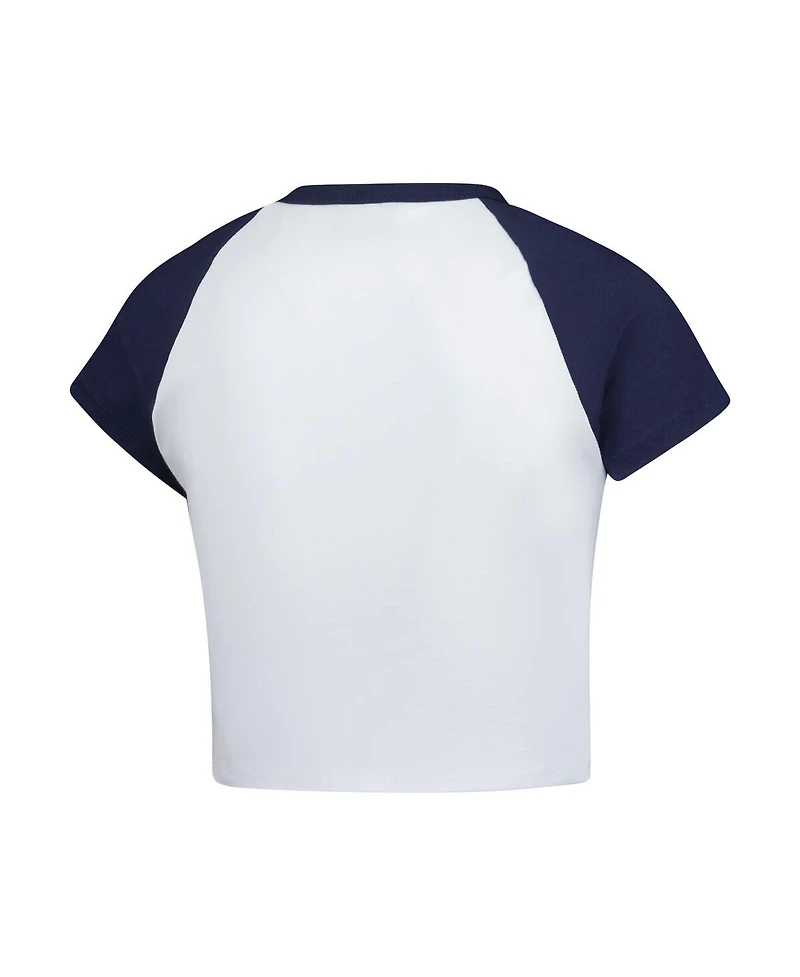 Hype And Vice Women's Navy Michigan Wolverines Homerun Cropped Raglan T-Shirt