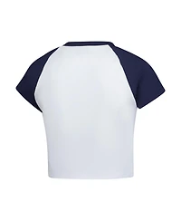 Hype And Vice Women's Navy Michigan Wolverines Homerun Cropped Raglan T-Shirt