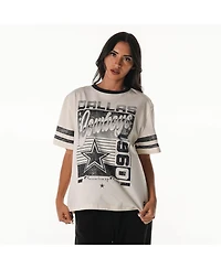 The Wild Collective Women's Cream Dallas Cowboys Drop Shoulder Oversized Boyfriend T-Shirt