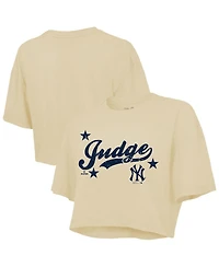 Majestic Women's Aaron Judge Cream New York Yankees Boxy Crop Top