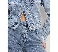 Good American Women's Wide Leg Mid-Rise Denim Jeans, Regular and Plus