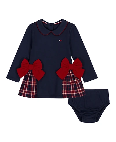 Tommy Hilfiger Baby Girls 2-Piece Long Sleeve Dress and Diaper Cover Set