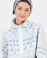 Sincerely Jules Juniors' Printed Sherpa Fleece Quarter-Zip
