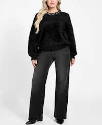 Guess Women's Arisa Rhinestone-Trim Sweater