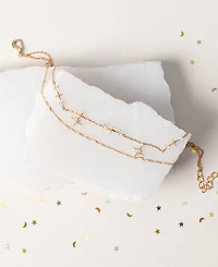 Girls Crew Crystal Wandering Gold Plated Stars Anklet