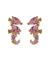 Girls Crew Crystal Gold Plated Sparkling Seahorse Studs
