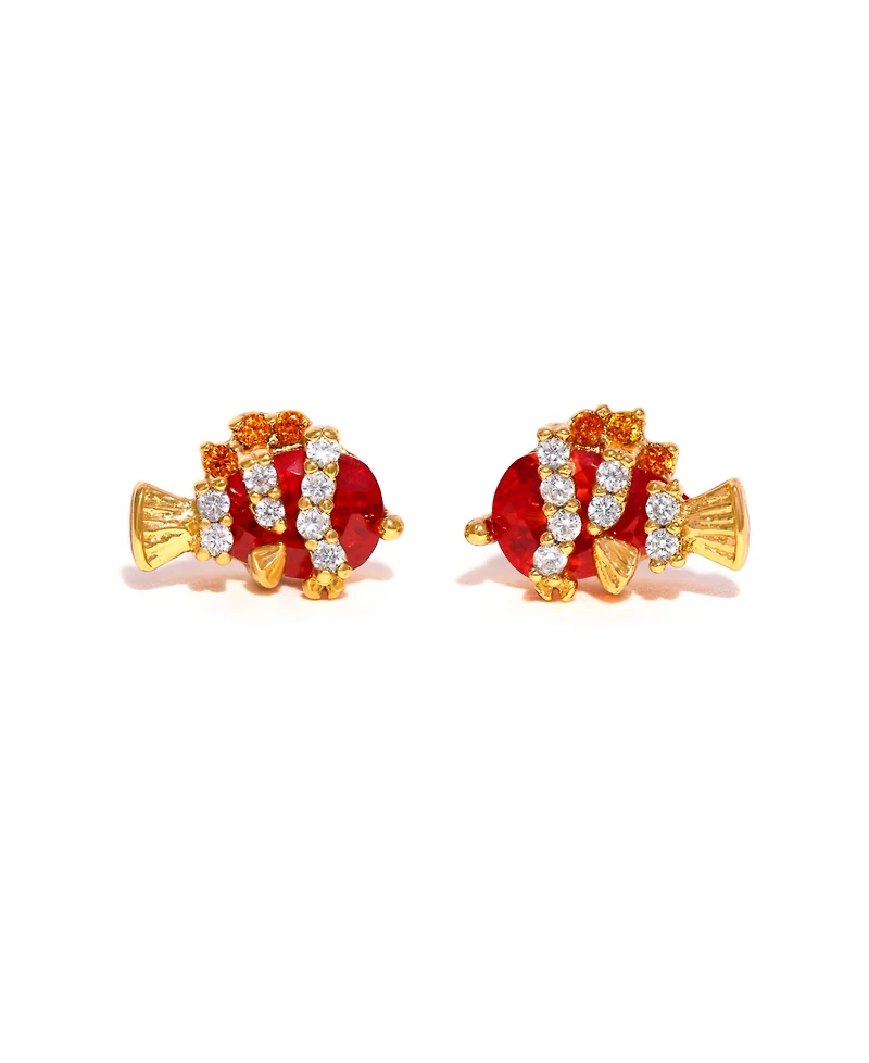 Girls Crew Crystal Gold Plated Pixar Finding Nemo Stud Earrings