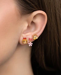 Girls Crew Crystal Enamel The Powerpuff Girls Blossom Gold Plated Stud Set