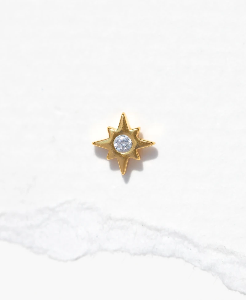 Girls Crew Crystal Gold Plated Star Bright Flat Back Earrings