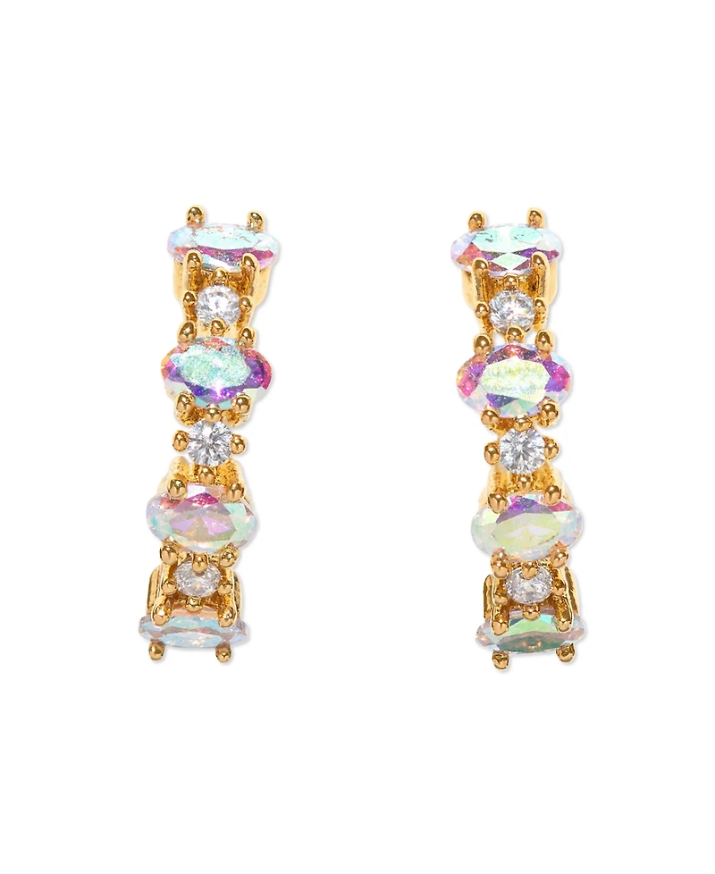Girls Crew Crystal Gold Plated Iridescent Galaxy Hoop Earrings