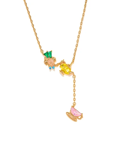 Girls Crew Crystal Disney Alice in Wonderland Mad Hatter Gold Plated Necklace