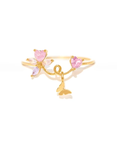 Girls Crew Gold Plated Lovebug Crystal Rings