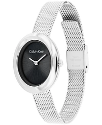 Calvin Klein Women's Twisted Bezel Silver Tone Stainless Steel Bracelet Watch, 24mm