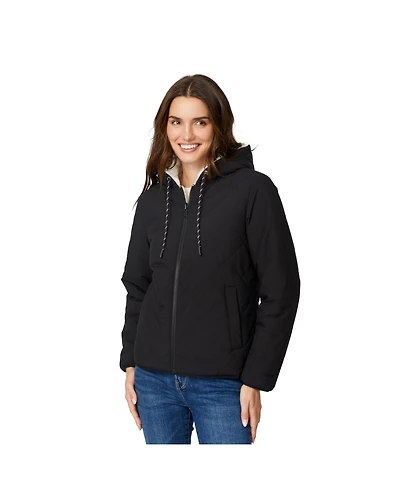 Free Country Women's Hooded Cirrus Quilted Reversible Jacket