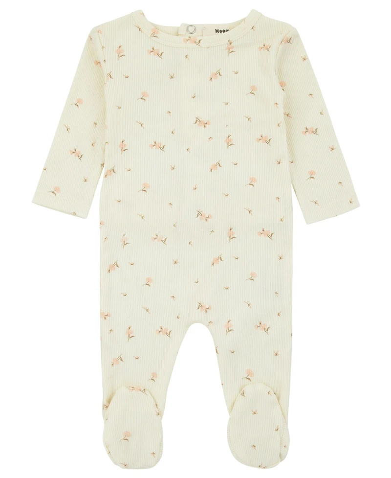 NoggiWear Kids Ribbed Floral Footed Pajamas